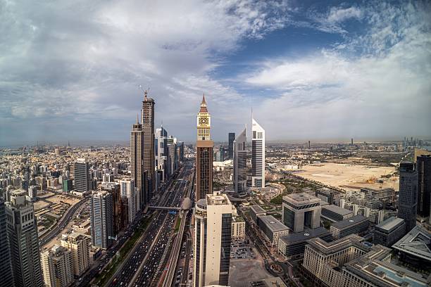 istock Sheikh Zayed Road in Dubai from high up position 2202676680