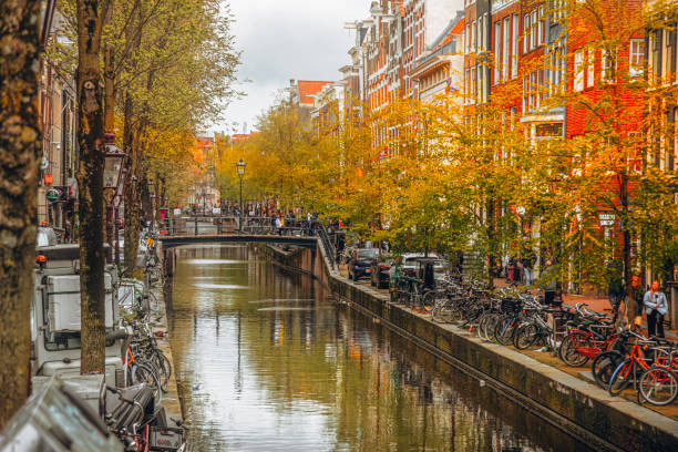 istock Autumn Colors Along a Canal in Amsterdam, Netherlands 2202677869
