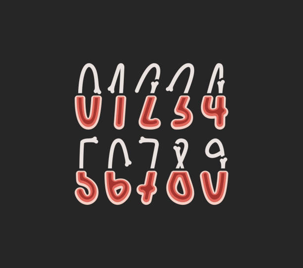 istock Creepy numbers set, collection numerals in the horror style, cartoon mathematical signs made in bones 2202677888