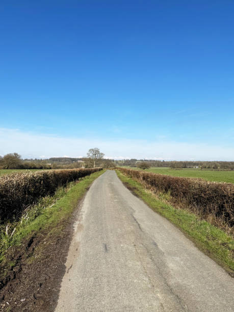 istock Remote country lane on a sunny day 2202682883