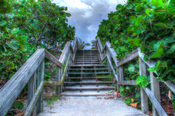 Jupiter Florida Beach Boardwalk Entrance Steps.