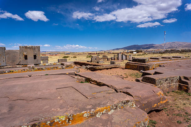 Close-Up of Precision-Cut Megaliths at Puma Punku in Bolivia an Archaeological Marvel of the Ancient Andean Civilization