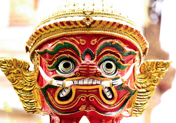 istock closeup of red protective warrior with fangs 2202697287