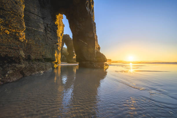 istock Cliff formations on Cathedral Beach,Playa de las Catedrales, Ribadeo, Galicia, Spain. 2202699663