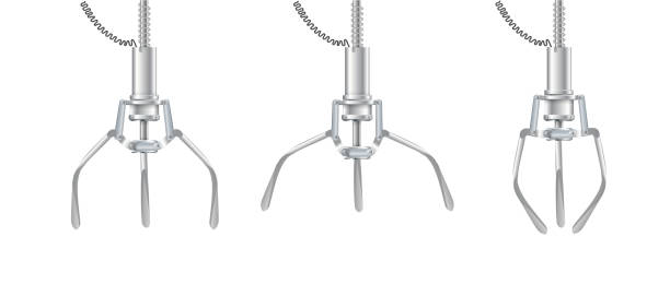 istock Gripper arm. Slot machine elevator machine for getting toys and prizes. Mechanical gripper tentacles. Vector 2202701710