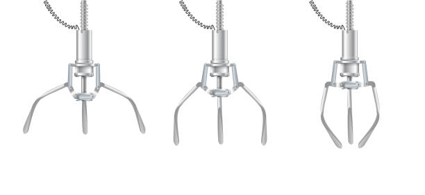 istock Gripper arm. Slot machine elevator machine for getting toys and prizes. Mechanical gripper tentacles. Vector 2202701728