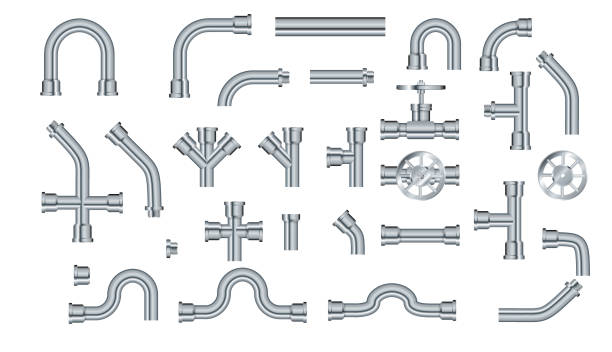 Pipe. Metallic pipes plumbing fittings. Industry pipeline. Vector Pipe. Metallic pipes plumbing fittings. Industry pipeline. Vector illustration pvc flange stock illustrations