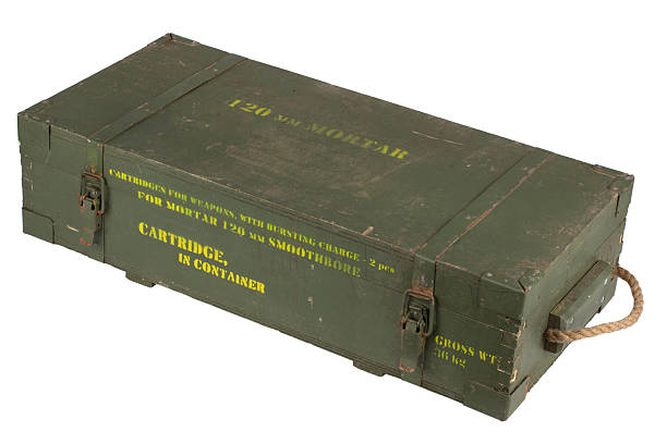 istock Ammunition crate green color for 120mm mortar shell 2202702204