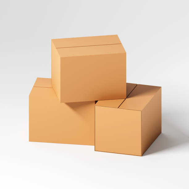 istock 3d realistic box cargo scale render pile of stacked cardboard parcel icon shopping packages for good and paper boxes isolated on white background Fast delivery, shipping.3D Rendering 2202718330