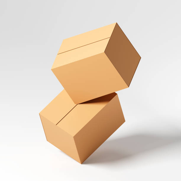 istock 3d realistic box cargo scale render pile of stacked cardboard parcel icon shopping packages for good and paper boxes isolated on white background Fast delivery, shipping.3D Rendering 2202718345