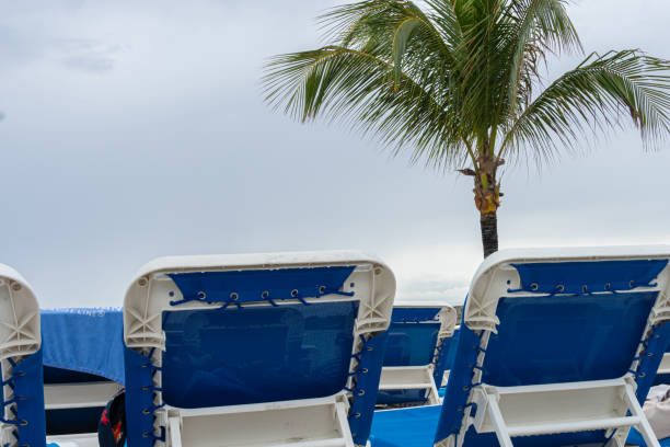 beach chair on tropical island beach