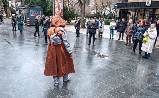 Sarajevo, Bosnia and Herzegovina - March 01, 2025: Street performance \