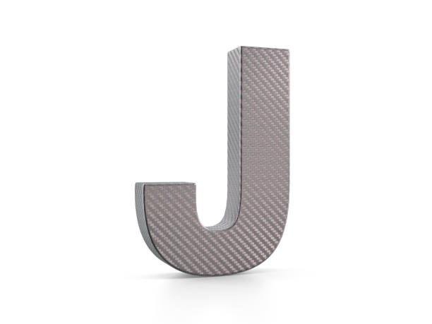 Holographic foil letter J on a white background. 3d illustration.