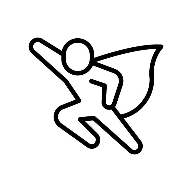 stockillustraties, clipart, cartoons en iconen met hero icon in thin line style vector illustration graphic design - helden