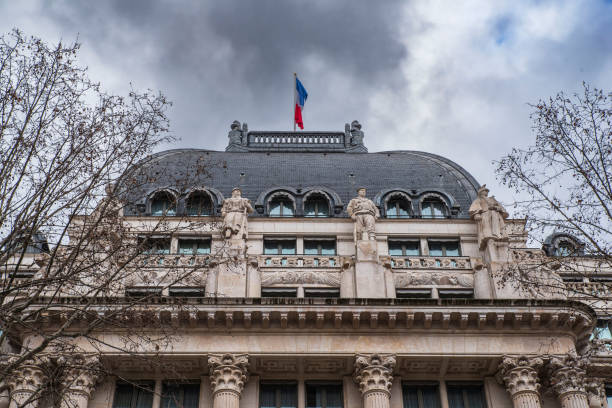 Paris, France - February, 13, 2025: The building of the National Army, Navy and Air Force Club, with the following sign in French: ‘National Army, Navy and Air Force Club’