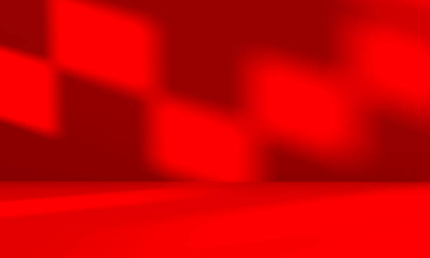 istock Wall interior background, studio and backdrops show products.with shadow from window color Red background for text insertion and presentation product 2202777707
