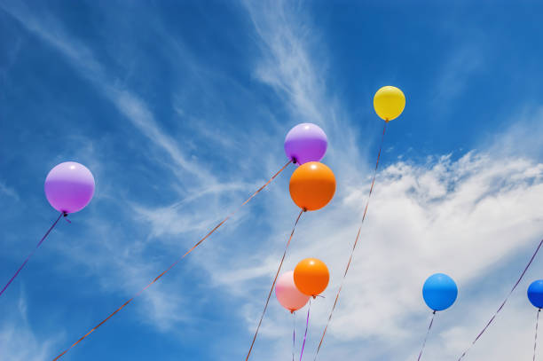 istock Balloons floating free in mid air 2202782790