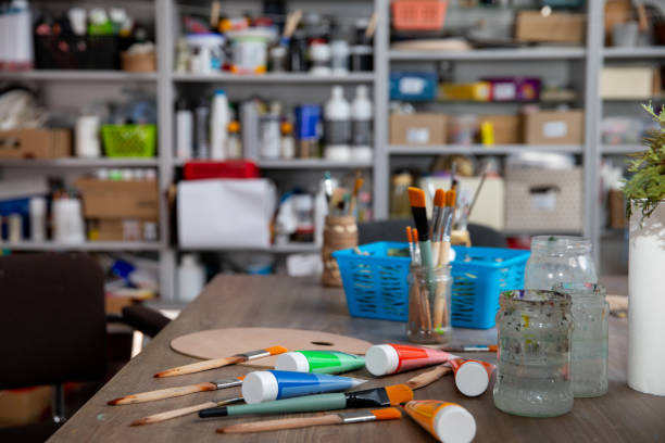 istock Essential Art Supplies and Tools for Your Creative Workspace and Artistic Projects 2202786067