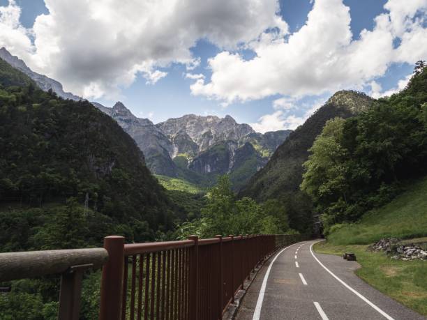 istock Scenic mountain cycling path in the Italian Alps 2202787032