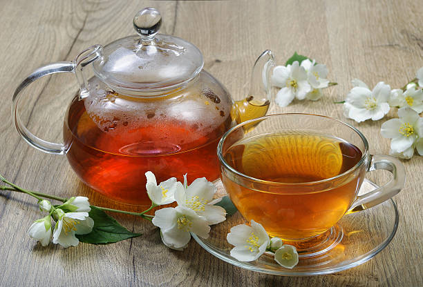 istock green tea with jasmine. close-up 2202787347
