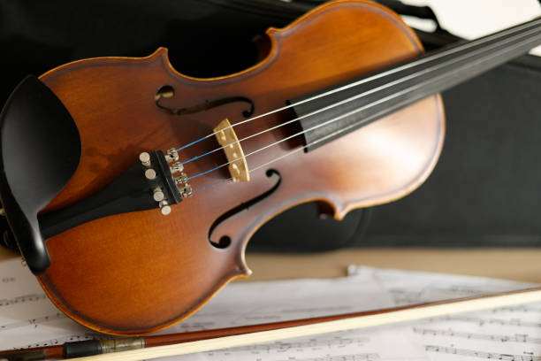 istock violin and violin bow with music sheet 2202794273