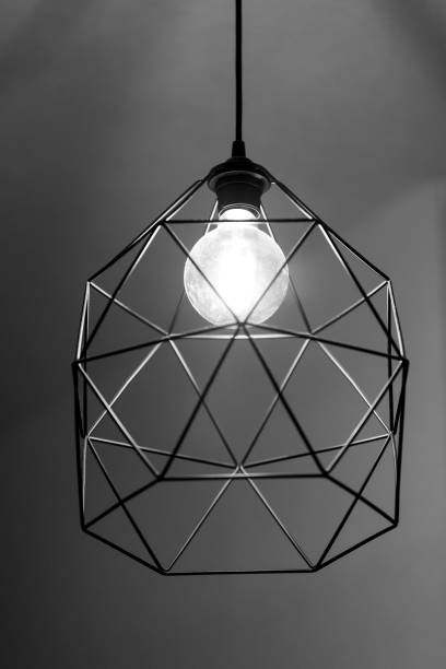 istock Black scandinavian style pendant lamp, bw 2202814222