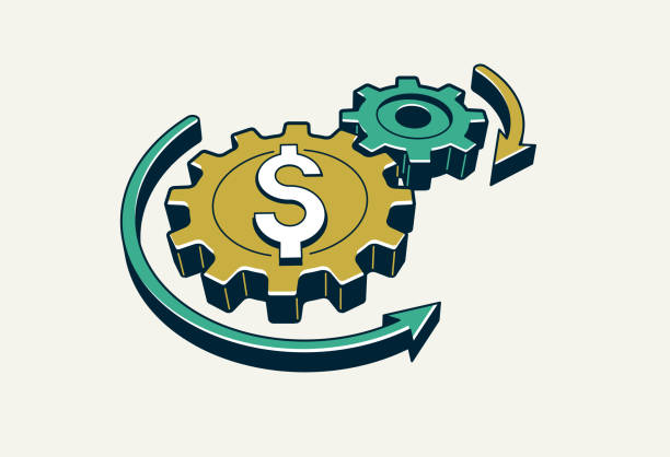 istock Money works concept vector icon, finances with gears mechanism, business and economic system. 2202814574