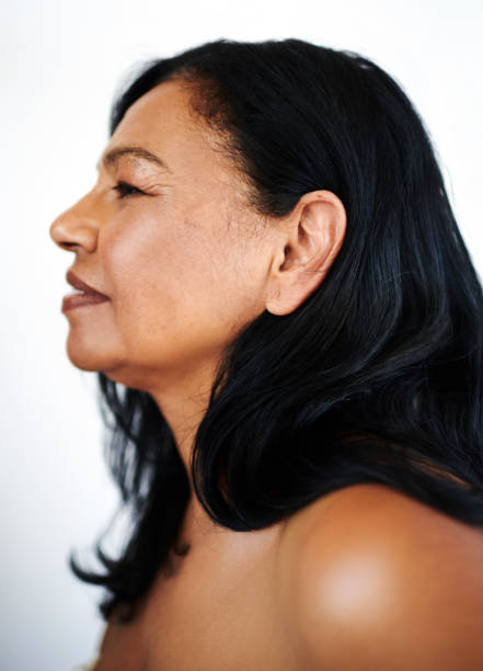 Side Profile of Mature Woman with Soft Smile