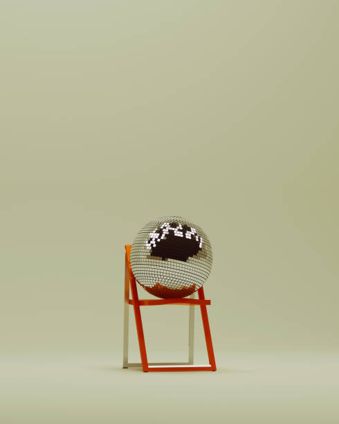 istock Orange red chair disco glitter ball minimalist modern angular sleek 2202817682