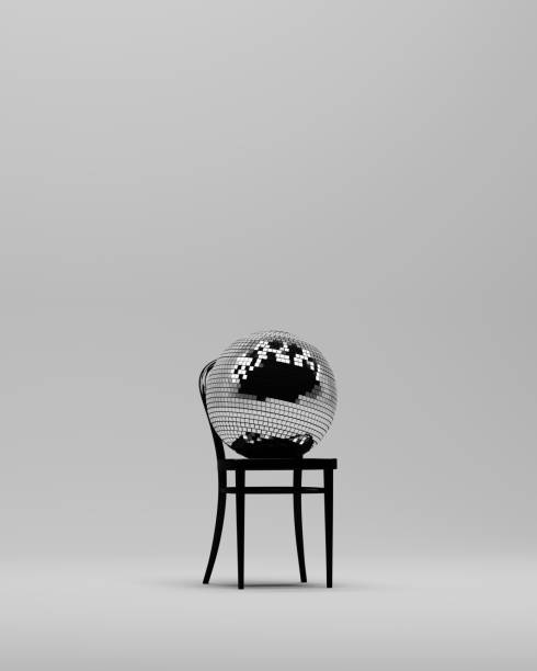 istock Black White Chair Disco Glitter Ball Minimalist Classic Sleek 2202818017
