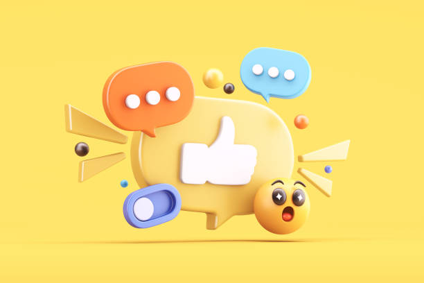 istock Speech bubble with thumbs-up icon, chat icons, and emoji 2202820598