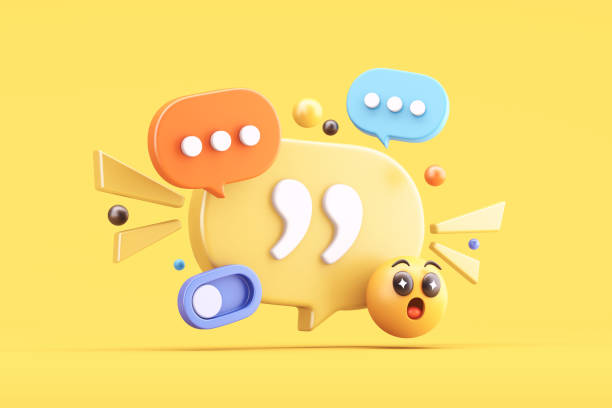 istock Speech bubble with quotation marks, chat icons, and emoji 2202820606