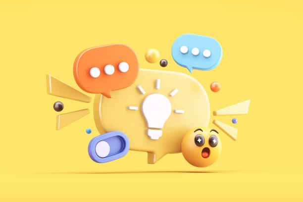 istock Speech bubble with lightbulb icon, chat icons, and emoji 2202820873