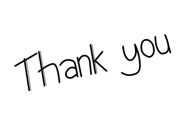 Black line of Thank you text on white background.