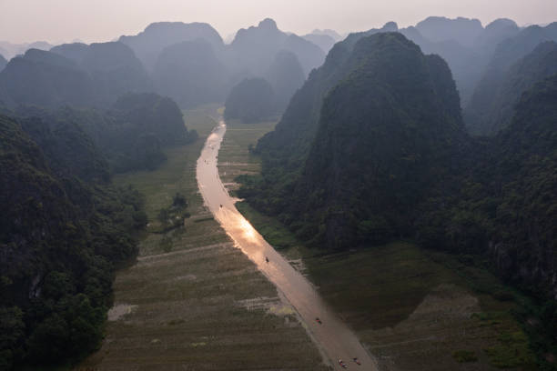 Rice field and river in NinhBinh, Vietnam