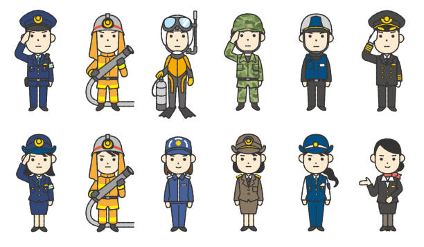 civil servants Illustrations of working people - civil servants person oxygen tank stock illustrations