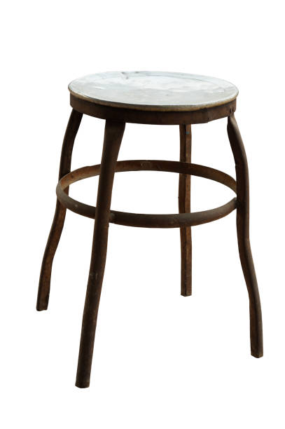 istock Old vintage metal stool, isolated on white. 2202839318