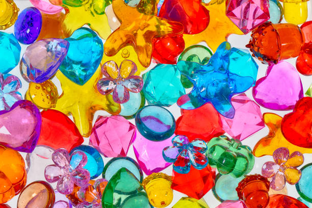 Abstract holyday background colorful glass objects background. Close up.
