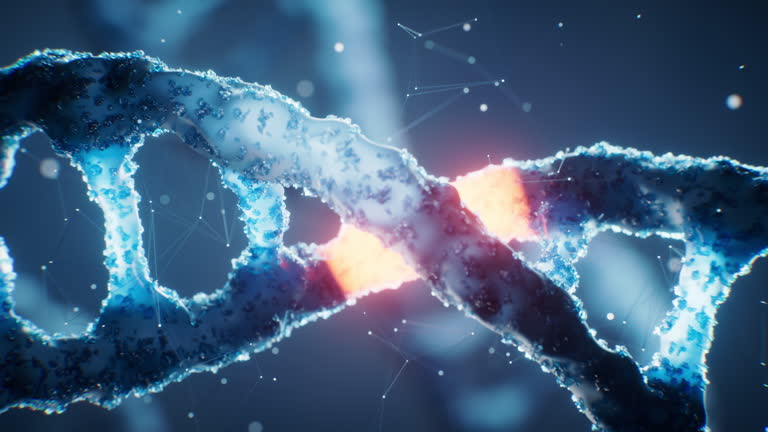 Biological DNA structure with gene mutation concept, 3d rendering.