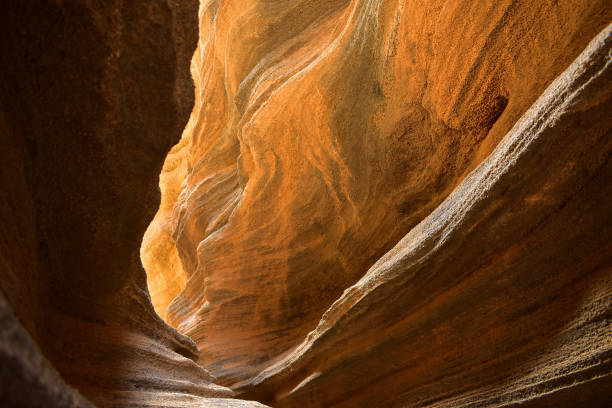 Las Grietas (The Cracks) rock formations, Lanzarote stock photo