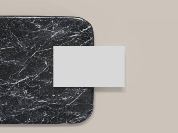 istock Minimalistic business card mockup on marble background. 2202850590