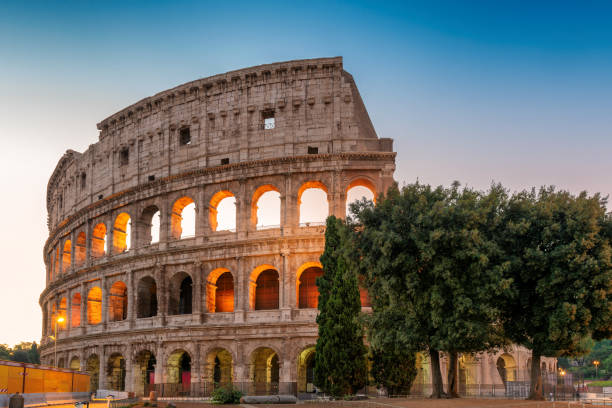 Famous Colosseum at sunrise in Rome, Italy