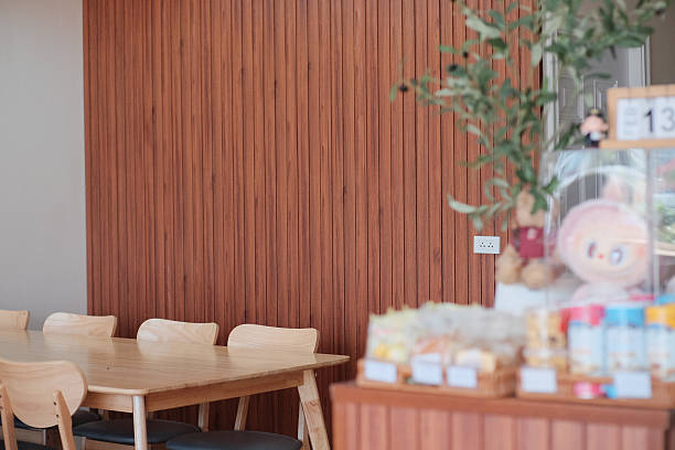 istock Wooden tables and atmosphere inside the cafe 2202874372