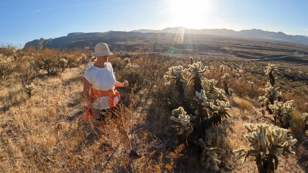 istock Woman hiker explores desert landscape 2202895806