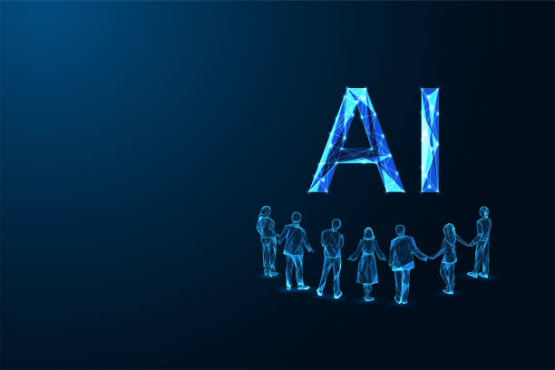 istock People standing in front of AI symbol. Artificial intelligence adoption and digital future vector 2202909391