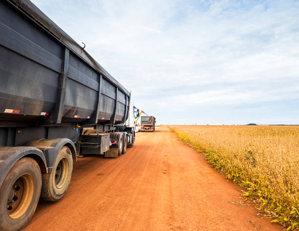 istock Line of Trucks on a Rural Dirt Road 2202919972