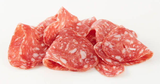 istock salami sheets isolated nature background with clipping path 2202922586