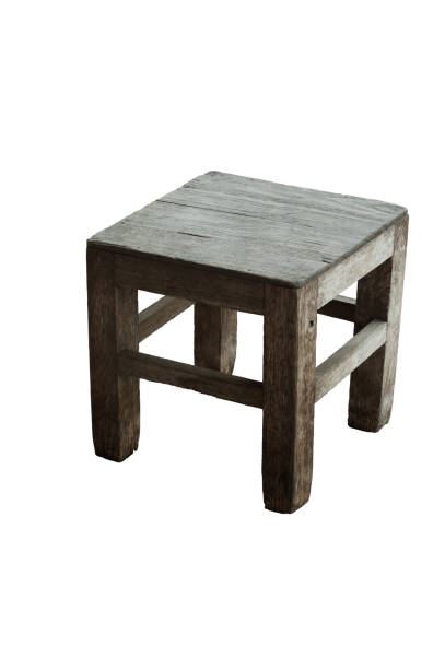istock Old wooden stool isolated on white. 2202922762