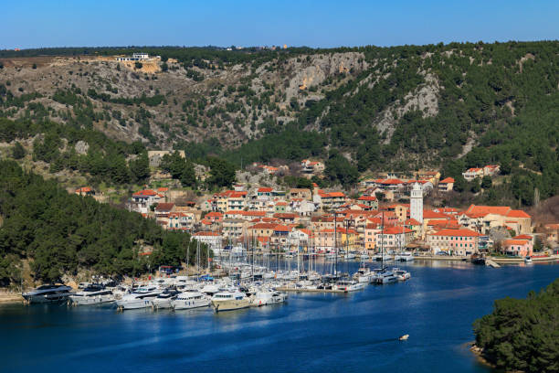 Drone view of Skradin, Croatia