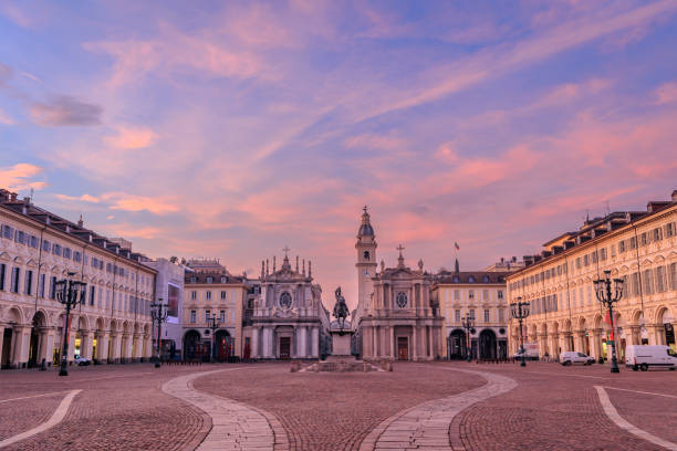 istock Turin, Piazza San Carlo at surise 2202927117